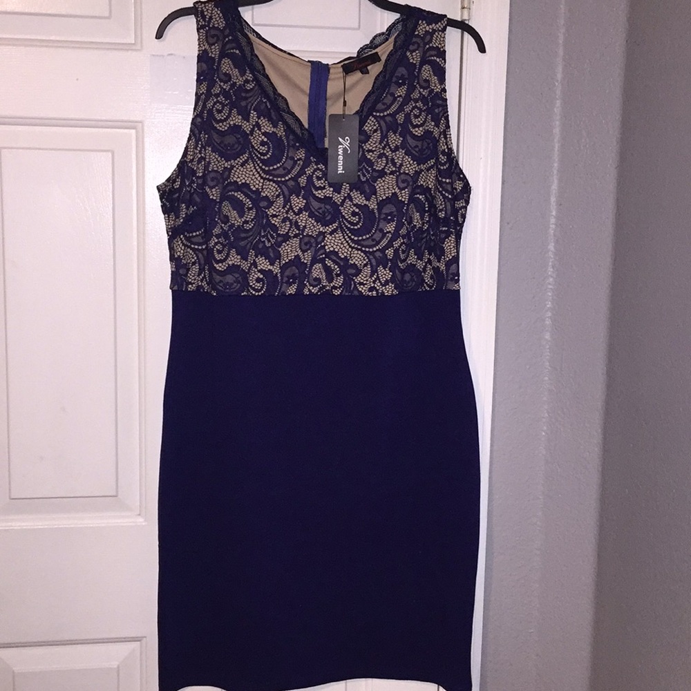 Sexy Navy Blue Women’s Bodycon Dress with Lace